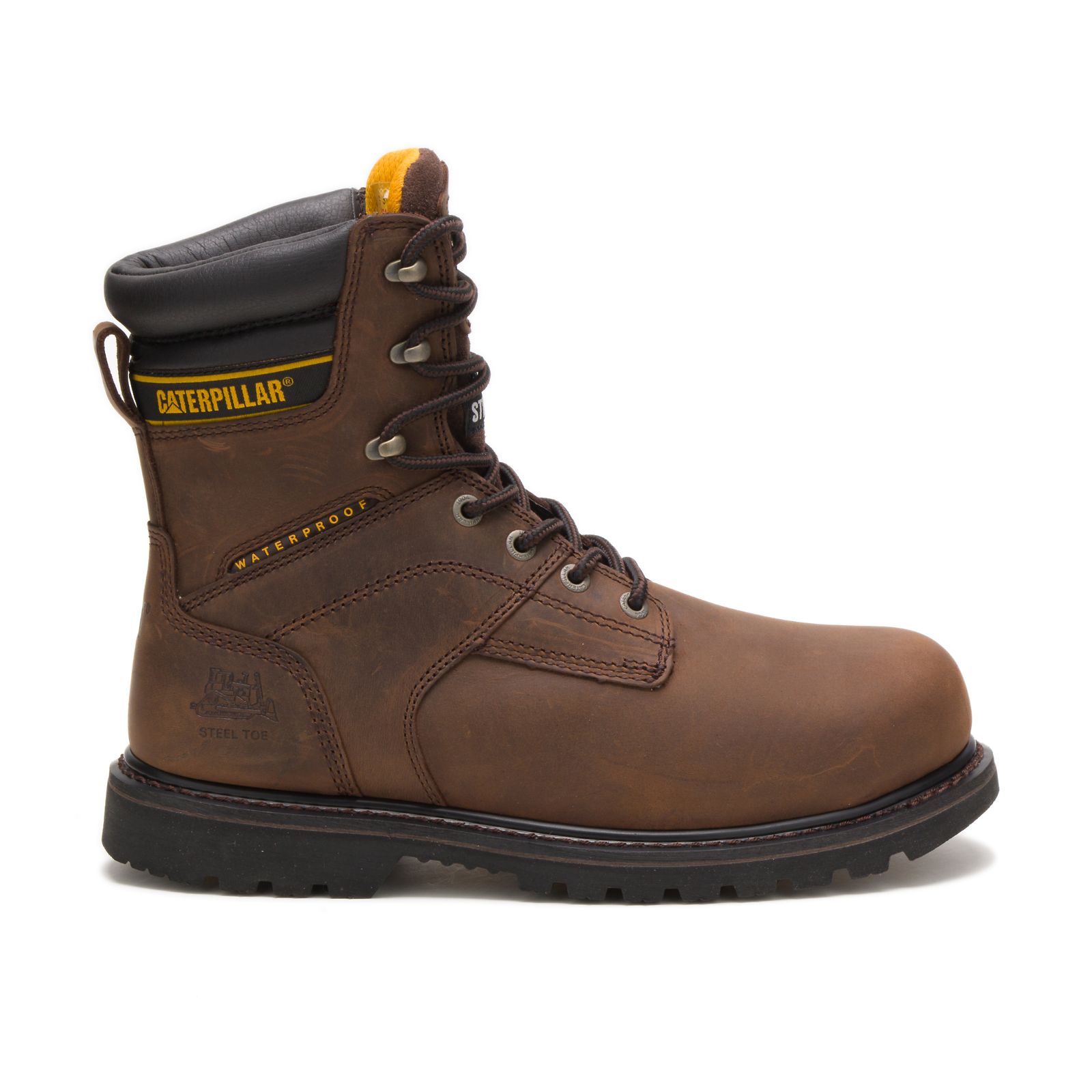 Caterpillar Boots South Africa - Cat Men's Salvo 8" Waterproof Steel Toe Thinsulate™ Work Boots Dark Brown ZE4159028